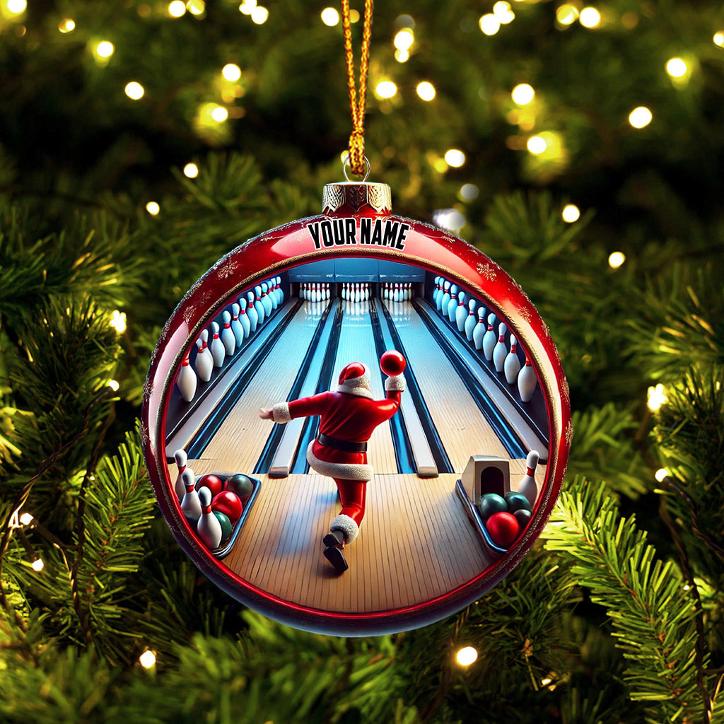 Blisscorners Bowling Santa Decor Christmas Ornament, Personalized Ornament2D Flat LM2211