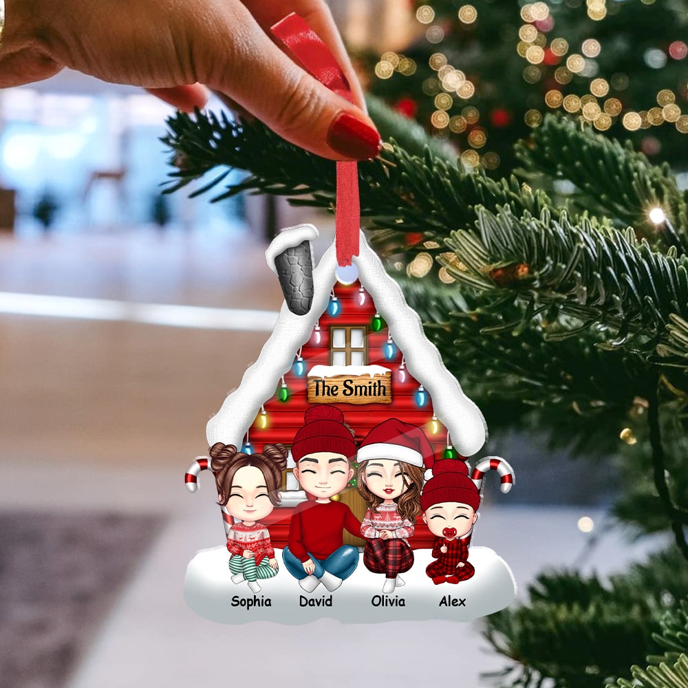 Blisscorners Christmas Snow House Family Members - Personalized Acrylic Ornament - Gift For Family, Xmas Gift2D Flat LM2111