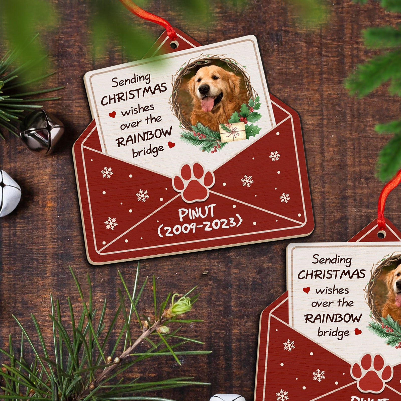 Blisscorners Personalized Dog Memorial Christmas Ornament - Cherished Memories Wooden Ornament - Gift For Pet Lover2D Flat LM2111