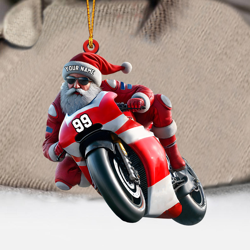 Blisscorners Santa Motobike Christmas Ornament, Personalized Ornament2D Flat LM2211