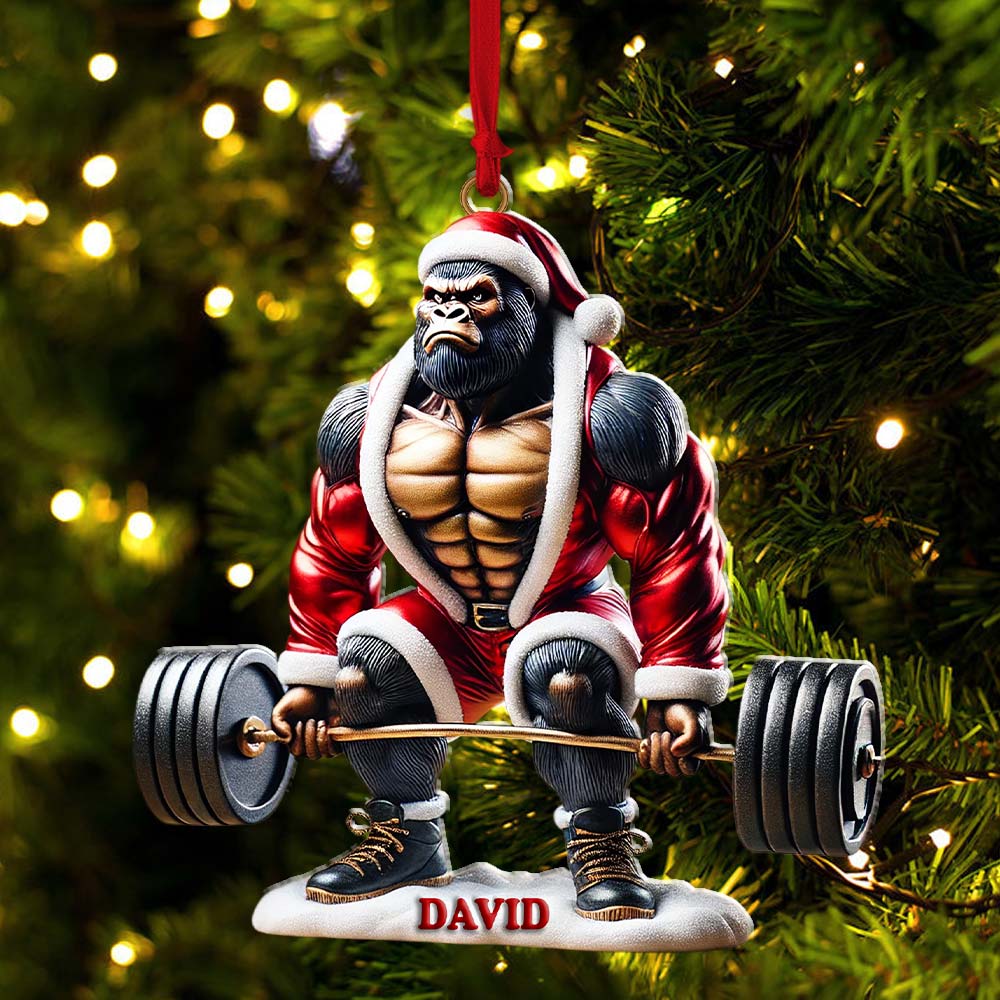 Blisscorners King Kong Weight Lifting Christmas Ornament, Personalized Ornament2D Flat LM2211
