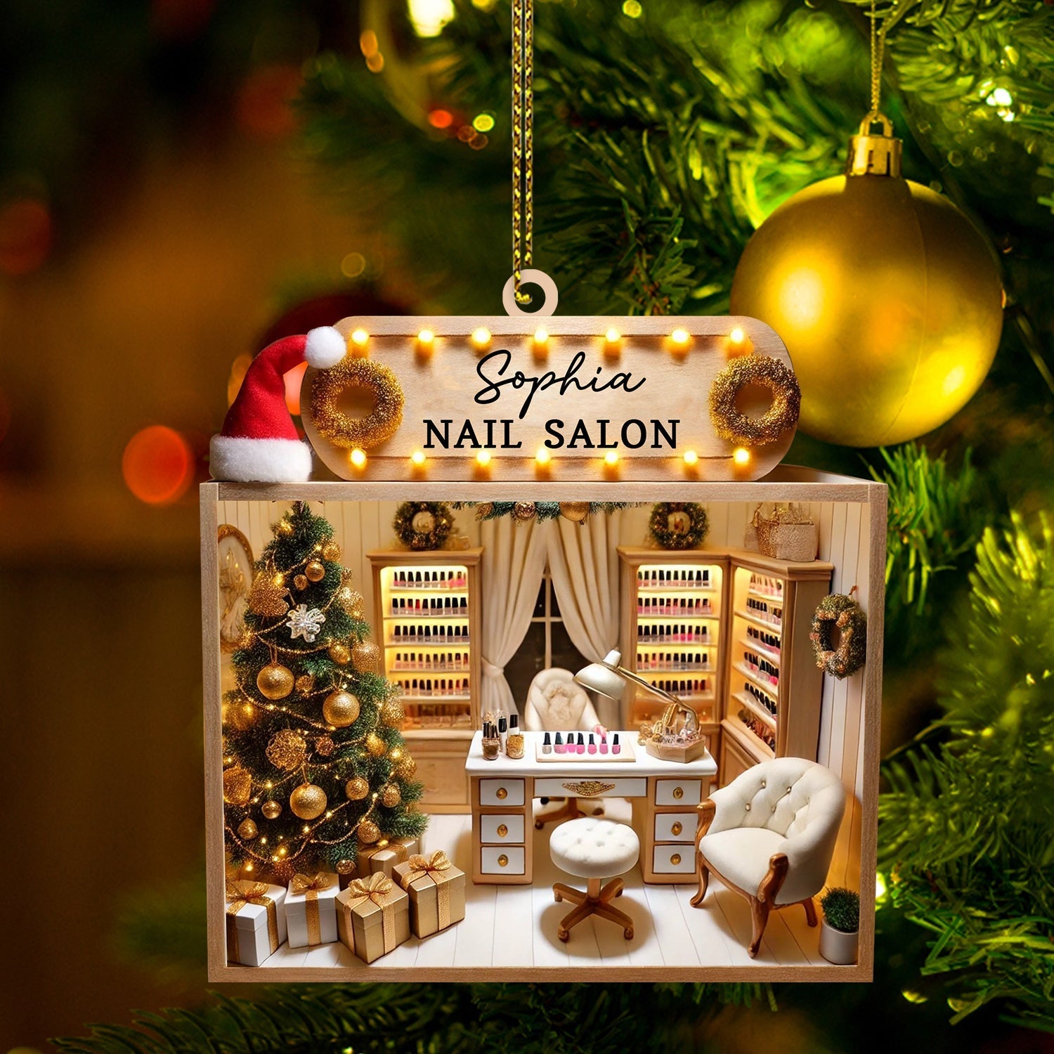 Blisscorners Nail Salon Ornament, Personalized Ornament2D Flat LM2211