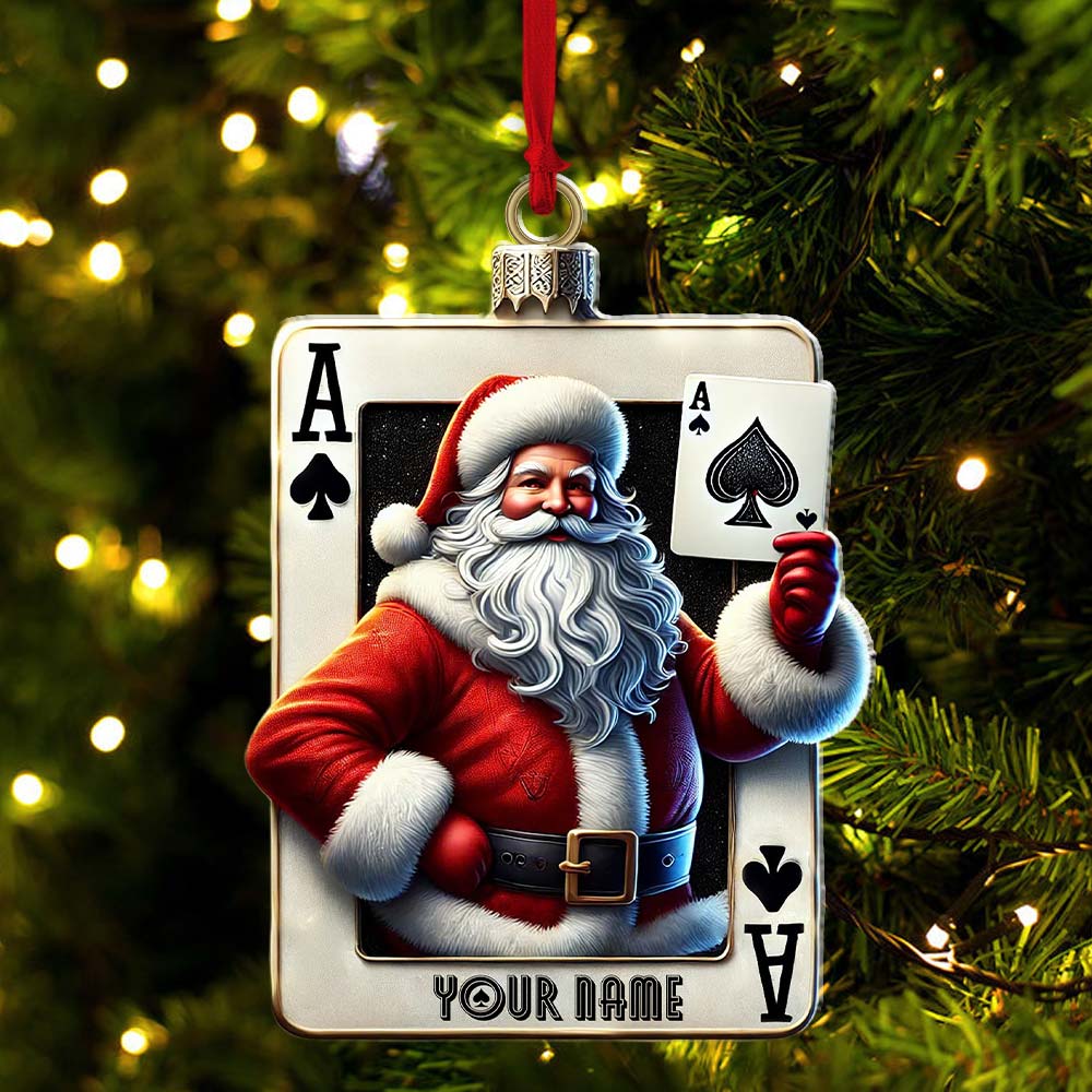 Blisscorners Santa Poker Ornament, Personalized Ornament2D Flat LM2211
