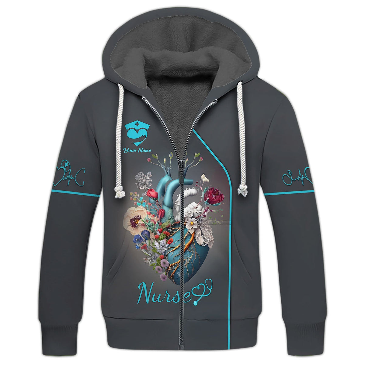 Blisscorners Personalized Nurse Shirt - Artistic Anatomy and Floral Design for Healthcare Professionals