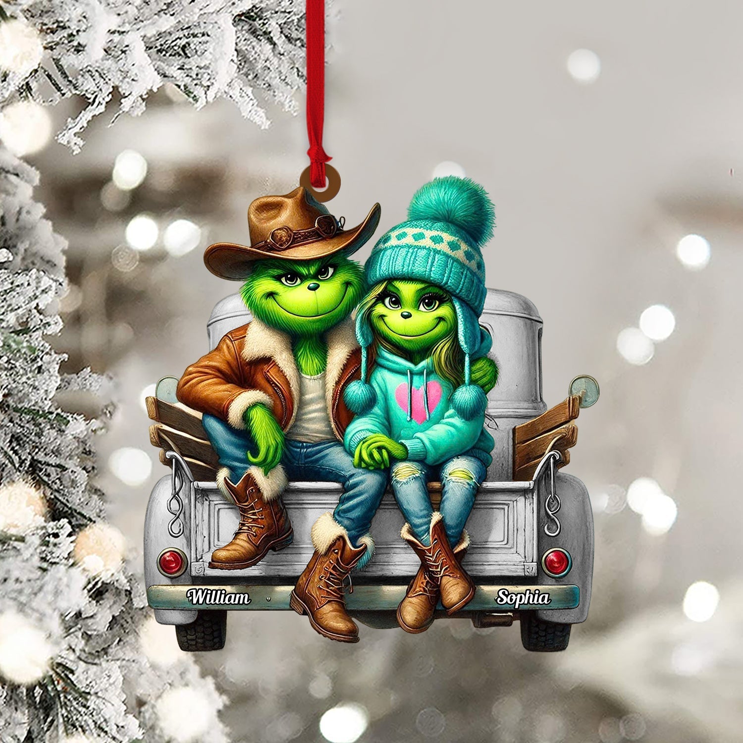 Blisscorners ELF Couple On Car Home Decor Christmas Ornament, Personalized Ornament2D Flat LM2211