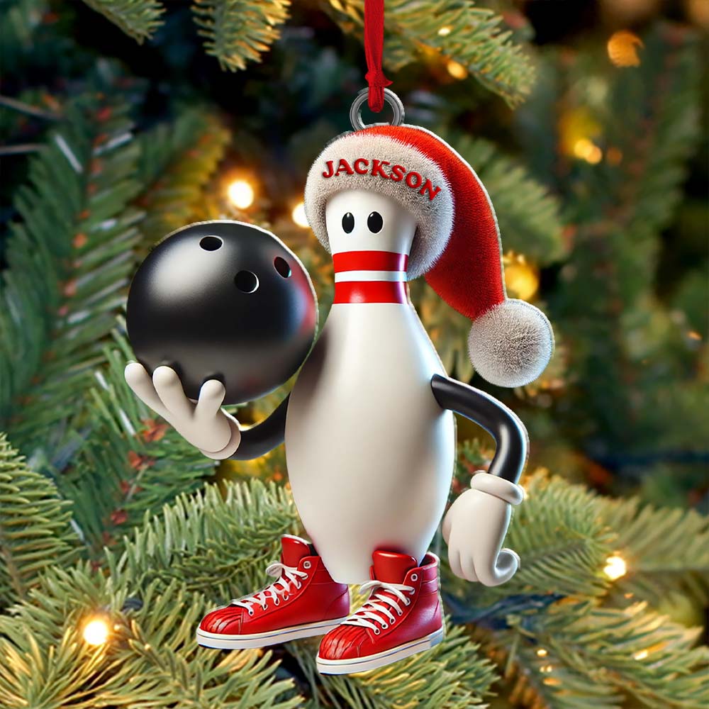 Blisscorners Custom Name Bowling Christmas Ornament, Bowling Lover Christmas Gift2D Flat LM2211