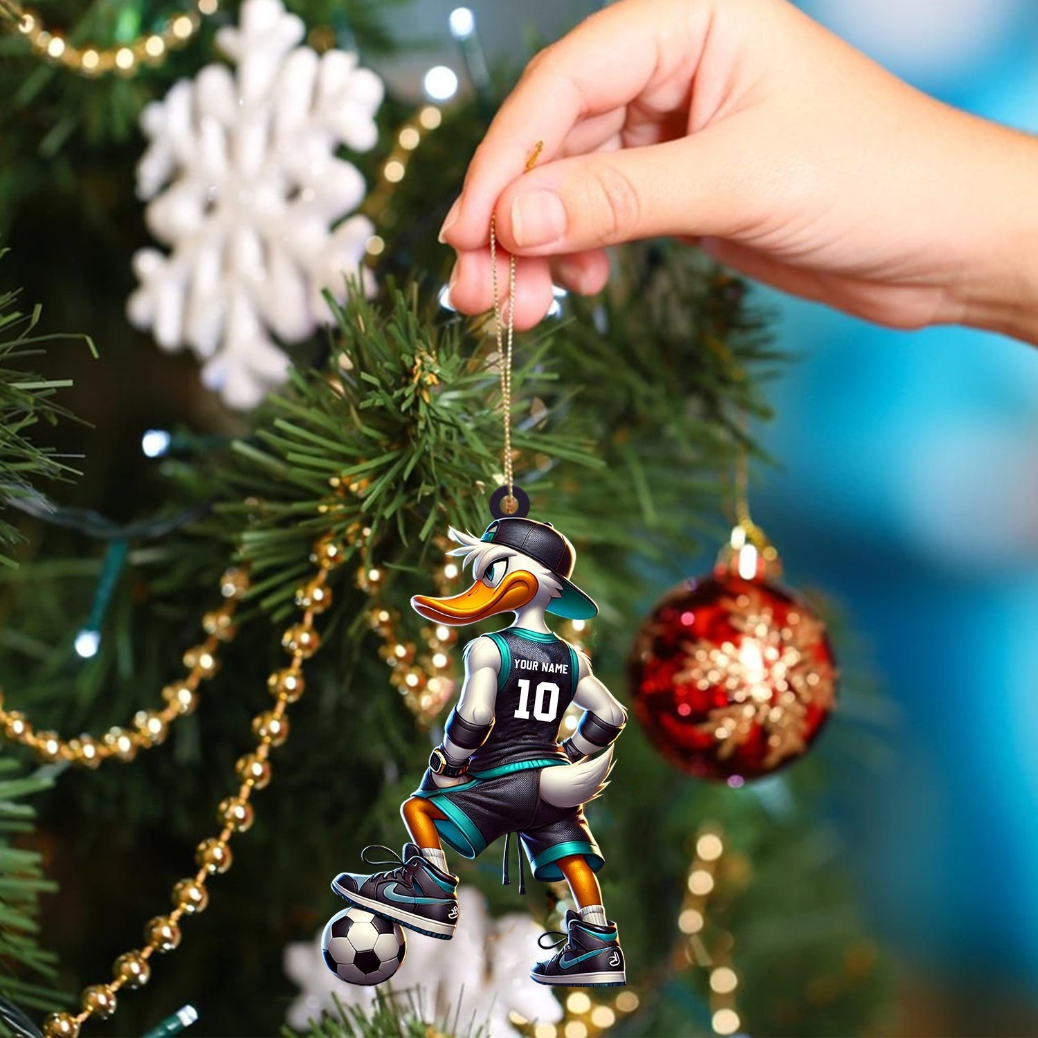 Blisscorners Football Duck Christmas Ornament, Personalized Ornament2D Flat LM2211
