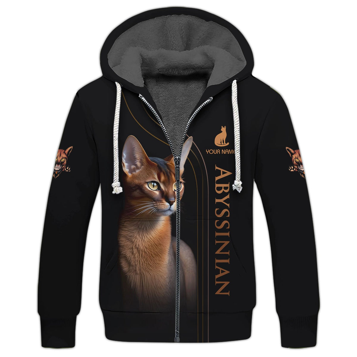 Blisscorners 3D Full Print Abyssinian Cat T-Shirts Personalized Name Gift For Cat Lovers