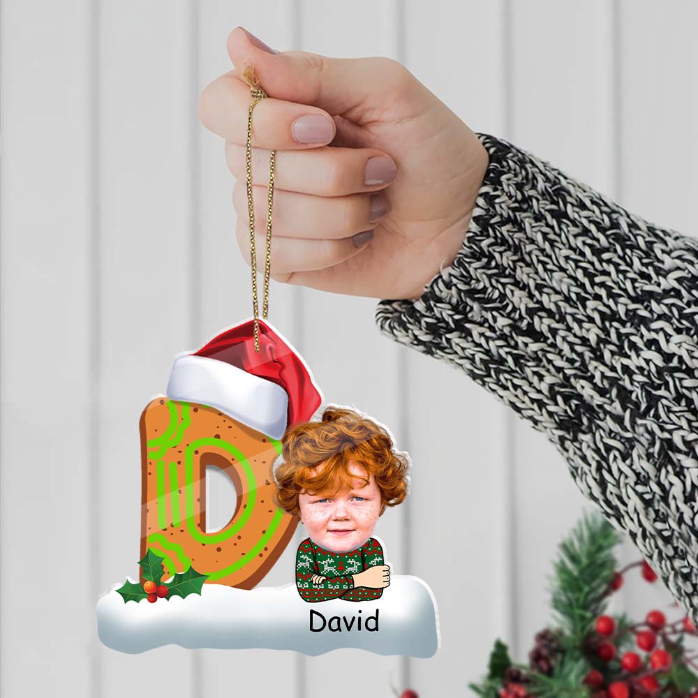Blisscorners Letter And Kid Christmas - Custom Photo And Name, Personalized Acrylic Ornament - Gift For Christmas, Family Gift2D Flat LM2111