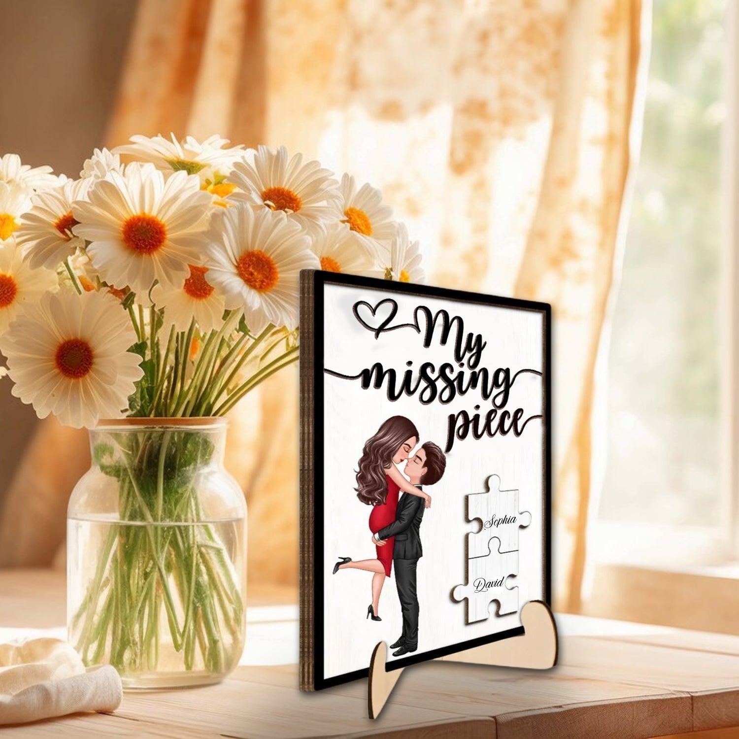 Blisscorners My Missing Piece Valentine‘s Day Gift For Her Gift For Him Personalized 2-Layer Wooden Plaque2D Flat LM2111