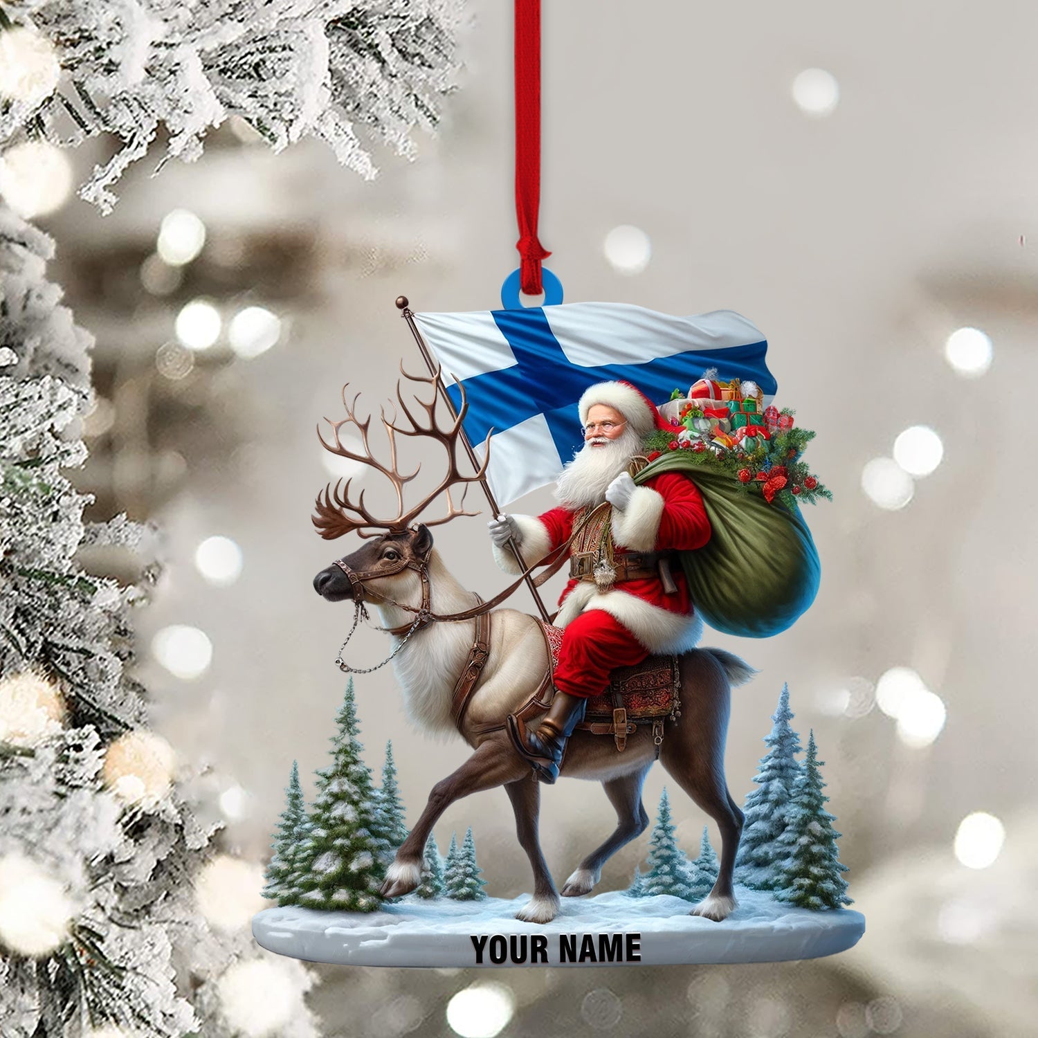 Blisscorners Santa Riding A Reindeer Home Decor Christmas Ornament, Personalized Ornament2D Flat LM2211