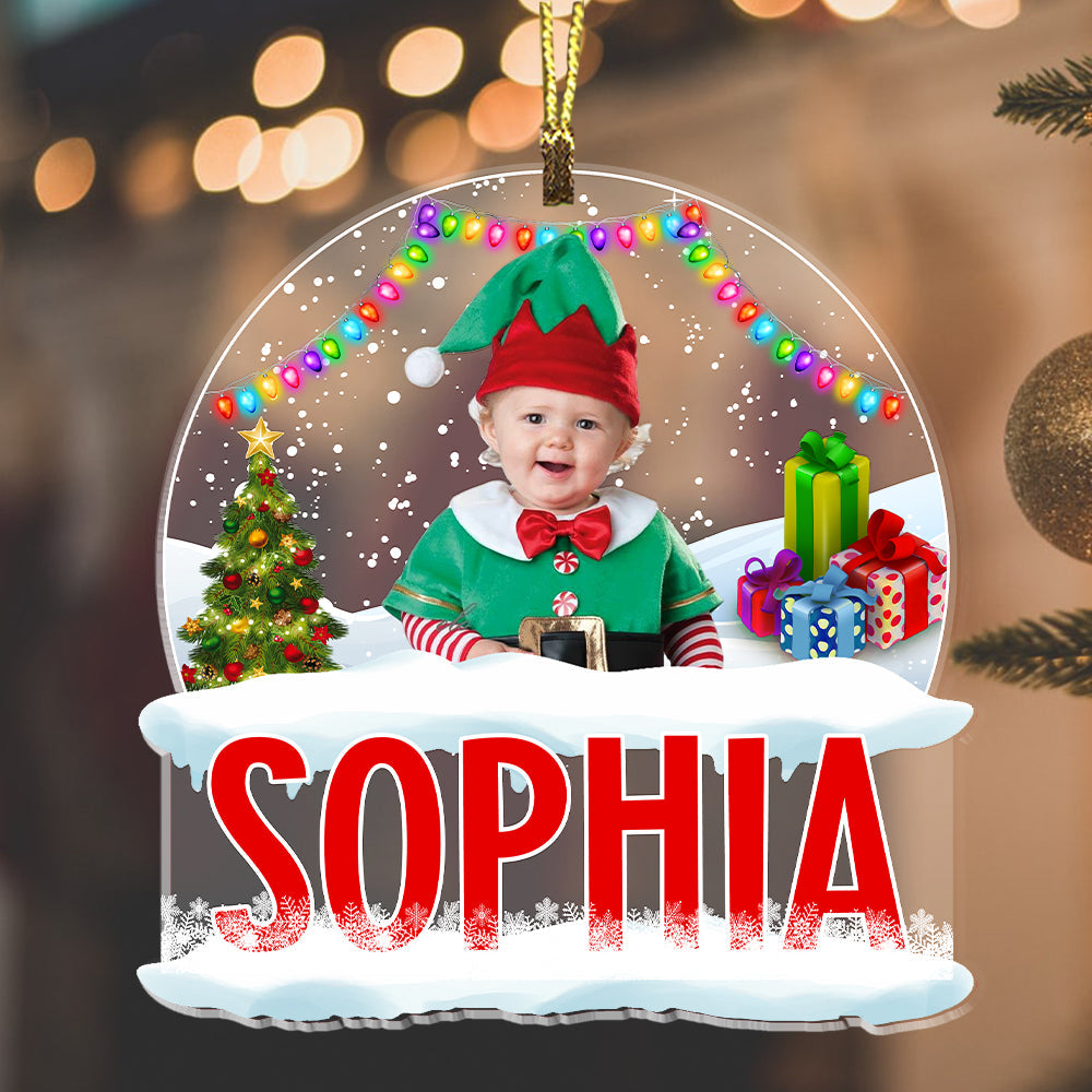 Blisscorners Baby And Snow - Custom Photo And Name, Personalized Acrylic Ornament - Gift For Christmas, Family Gift2D Flat LM2111