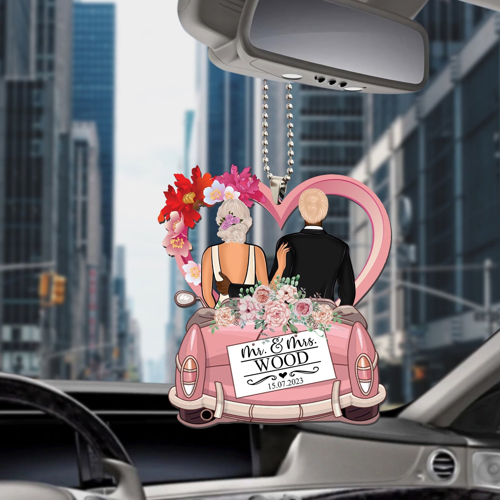 Blisscorners Married Couple - Custom Appearance And Name, Personalized Car Acrylic Ornament - Gift For Couple2D Flat LM2111