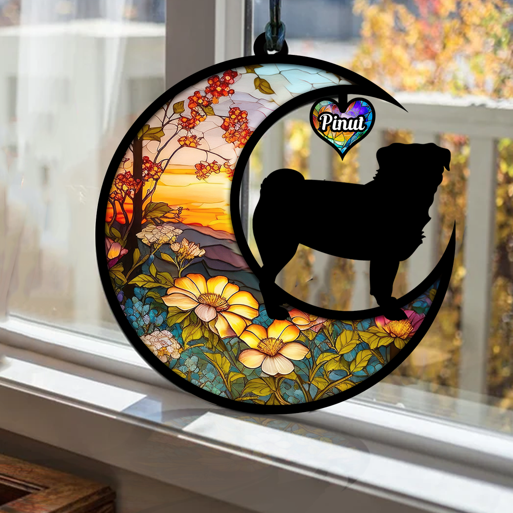 Blisscorners Custom Background And Name, Dog Breed Personalized Ornament, Window Ornament2D Flat LM2111