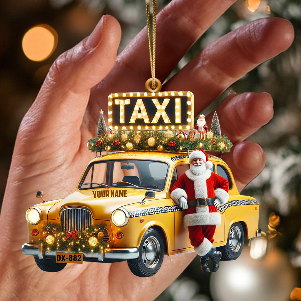 Blisscorners Santa Taxi Christmas Ornament, Personalized Ornament2D Flat LM2211