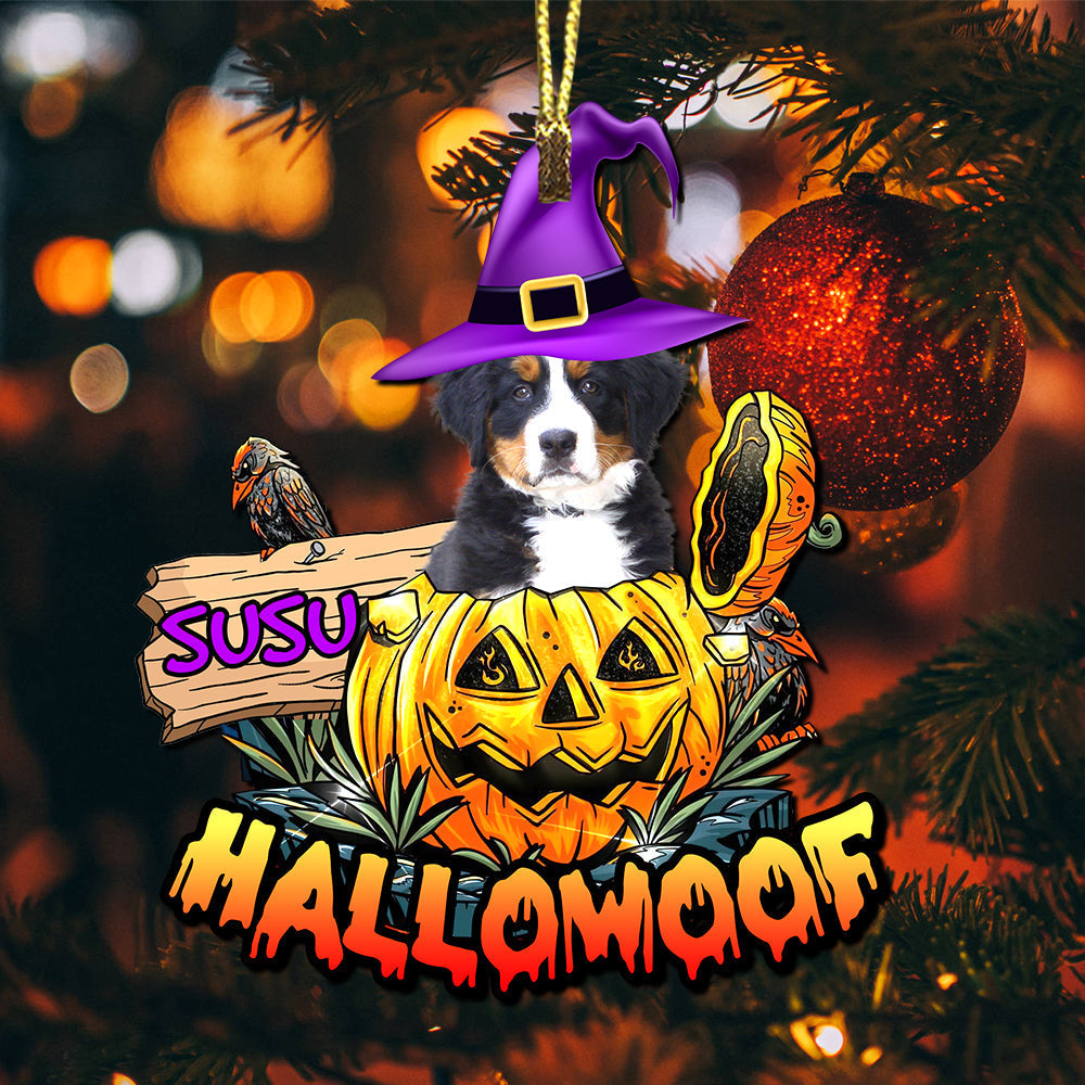 Blisscorners Hallowoof - Custom Photo And Name, Personalized Acrylic Ornament - Halloween Gift For Pet Lover2D Flat LM2111