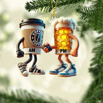 Blisscorners Beer And Coffee Couple Christmas Ornament, Personalized Ornament2D Flat LM2211