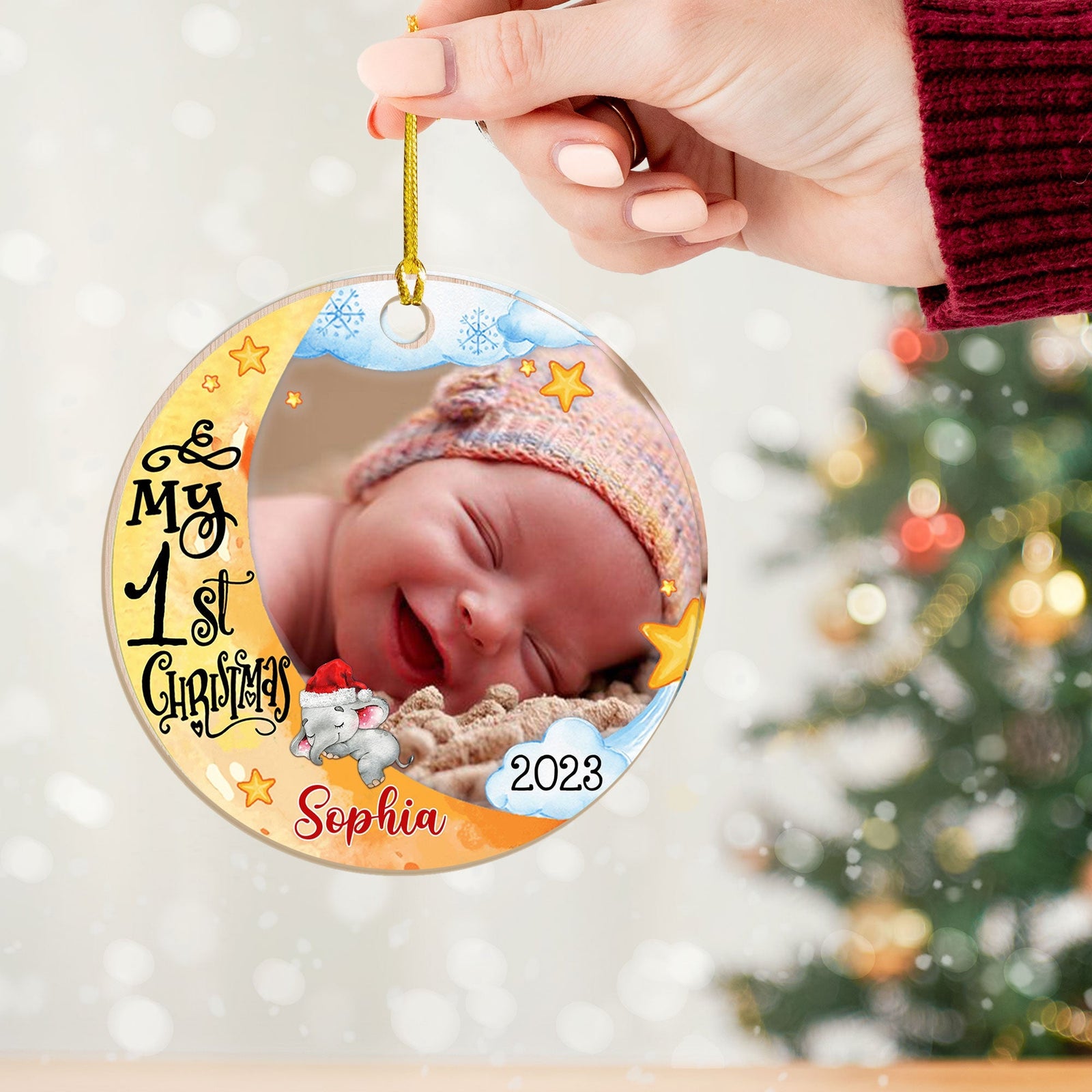 Blisscorners My First Christmas - Personalized Custom Shaped Wooden Ornament - Gift For Baby2D Flat LM2111
