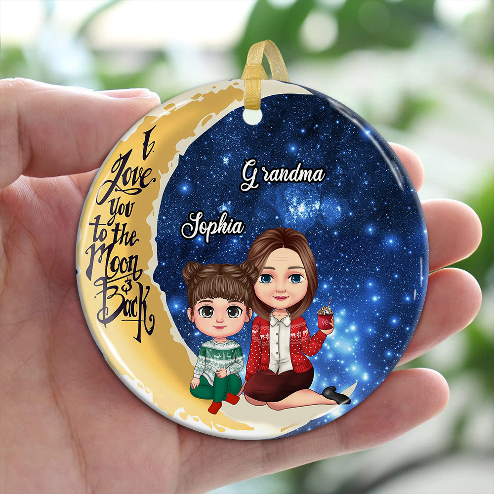 Blisscorners Personalized Ceramic Ornament - Personalized Christmas Keepsake - Kid & Grandma's Love Eternalized, Family Gift2D Flat LM2111