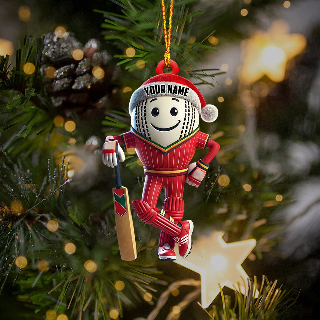 Blisscorners Cricket Ball Player Christmas Ornament, Personalized Ornament2D Flat LM2211