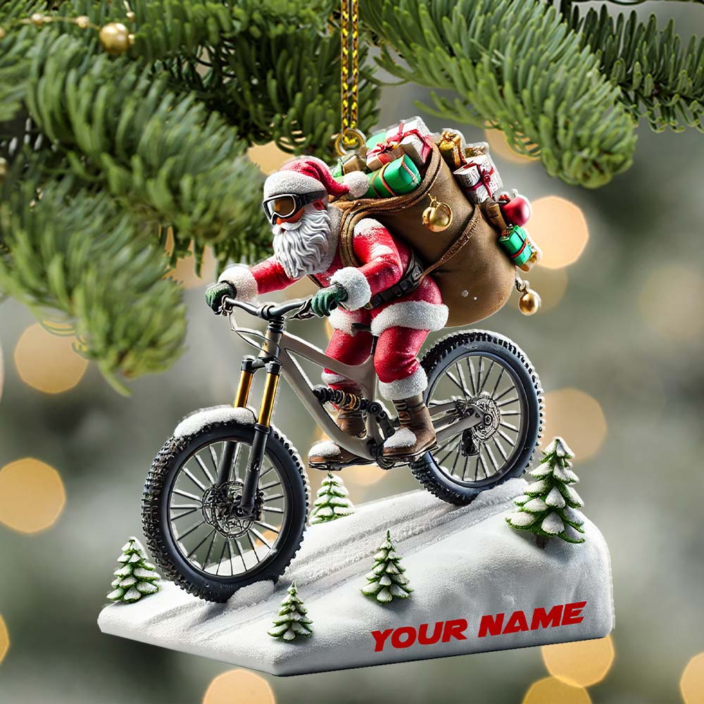 Blisscorners Santa Bike Ornament, Personalized Ornament2D Flat LM2211