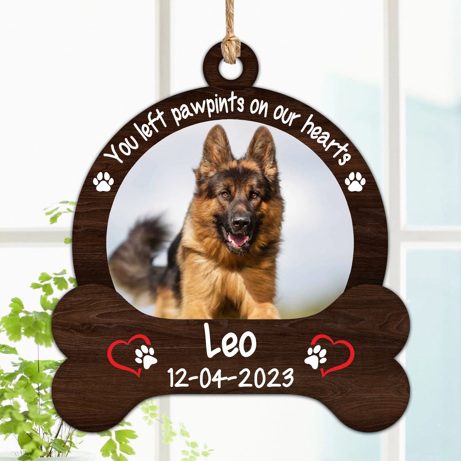 Blisscorners Pet Left Pawprints On Our Hearts - Custom Photo And Name, Personalized Acrylic Ornament - Gift For Pet Lover2D Flat LM2111