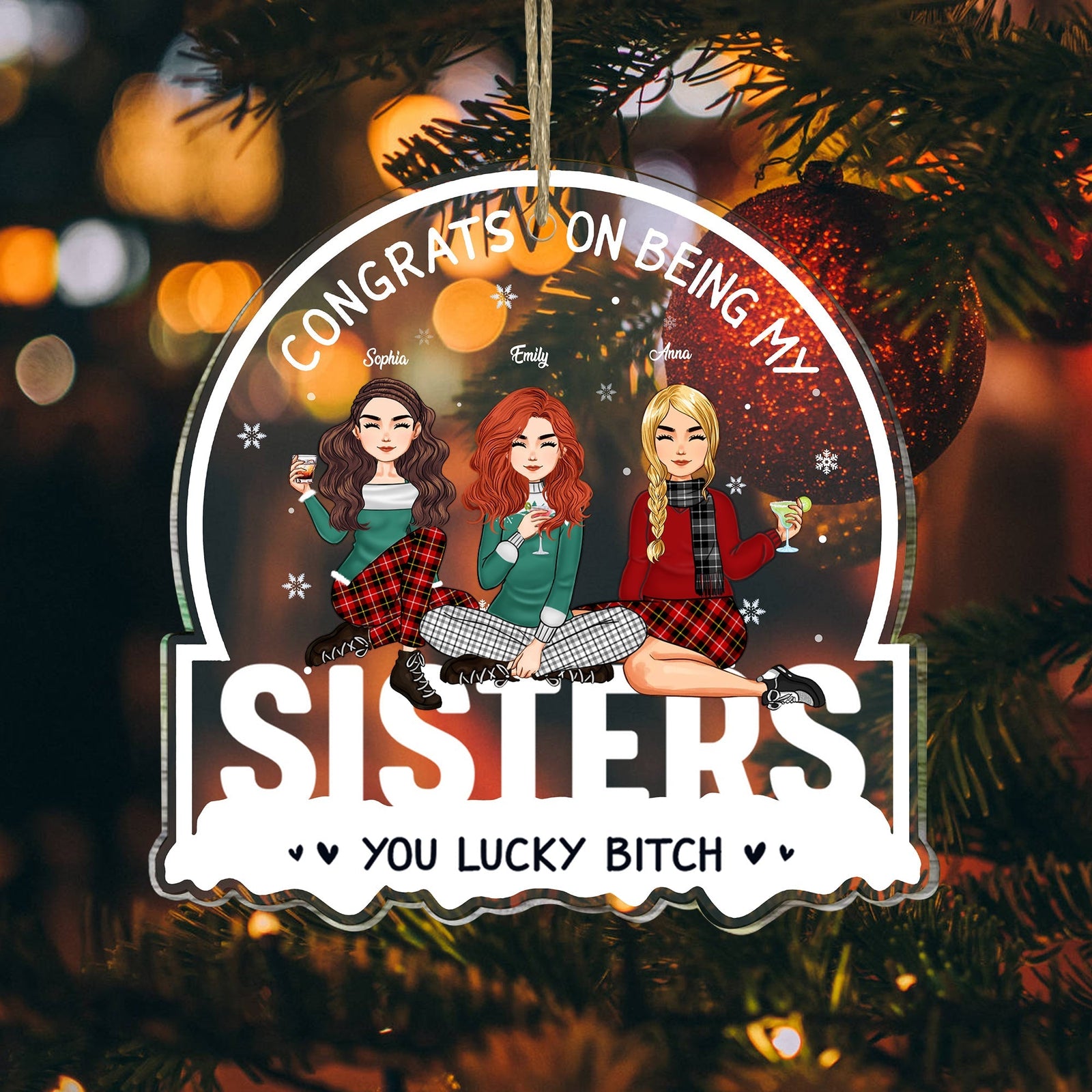 Blisscorners Congrats On Being My Family - Custom Appearances, Title And Names Christmas Gift - Personalized Acrylic Ornament2D Flat LM2111