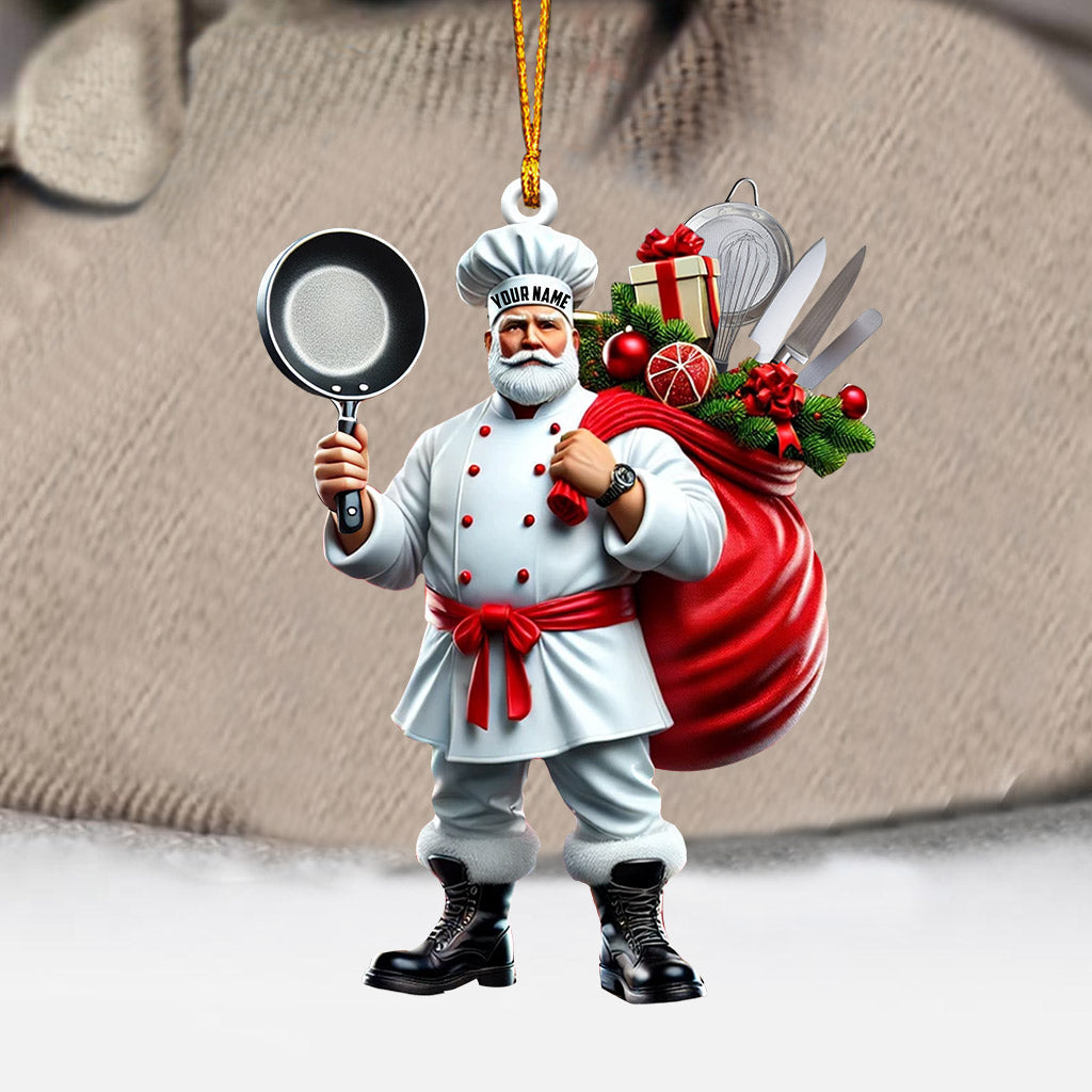 Blisscorners The Chef Santa Coming Christmas Ornament, Personalized Ornament2D Flat LM2211