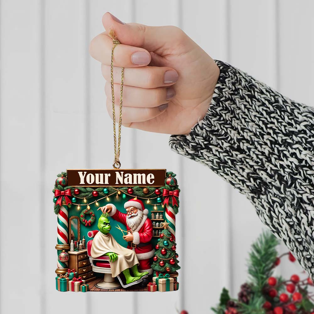 Blisscorners Custom Barber Santa Ornament, Personalized Ornament2D Flat LM2211