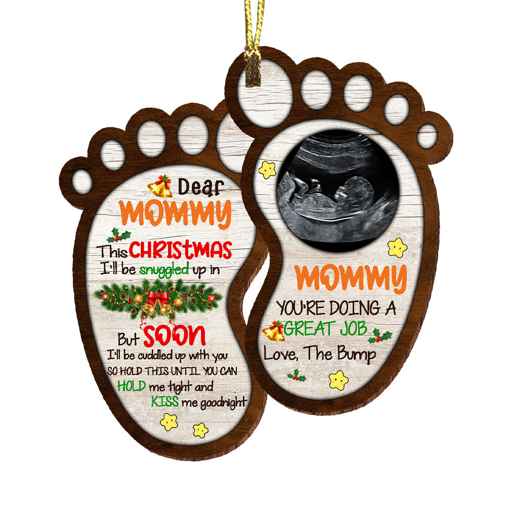 Blisscorners Mommy You Are Doing A Great Job Love The Bump - Personalized Custom Shaped Wooden Ornament, Christmas Gift2D Flat LM2111