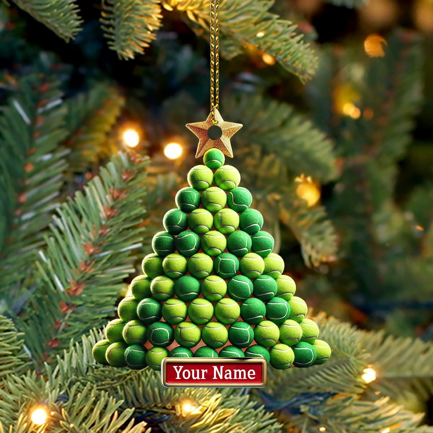 Blisscorners Tennis Ball Tree Christmas Ornament, Personalized Ornament2D Flat LM2211