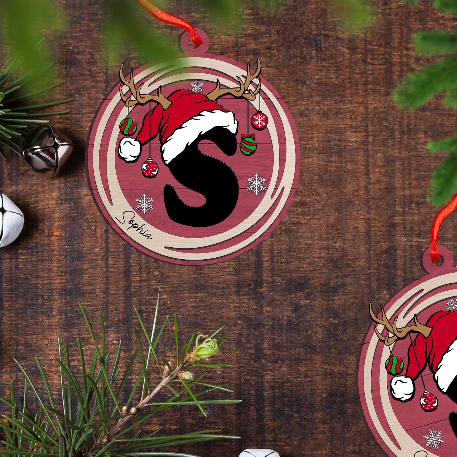 Blisscorners Christmas Letter - Personalized 2-Layered Wooden Ornament - Gift For Family, Xmas Gift2D Flat LM2111