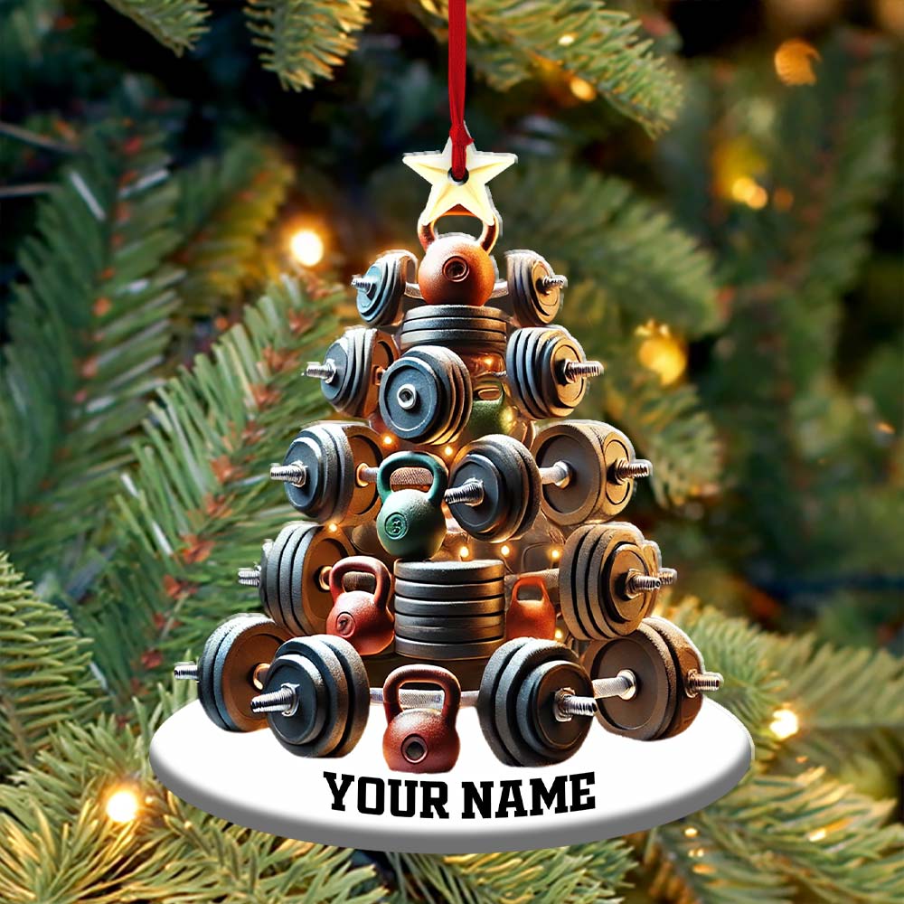 Blisscorners Custom Name Gym Work Out Ornament, Gymnastics Christmas Gift2D Flat LM2211
