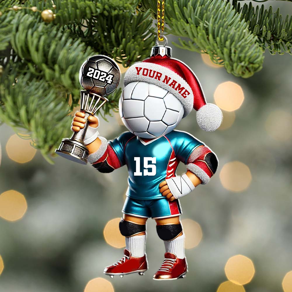 Blisscorners Custom Name, Number and Year Handball Champion Ornament, Christmas Gift for Handball Lover2D Flat LM2111