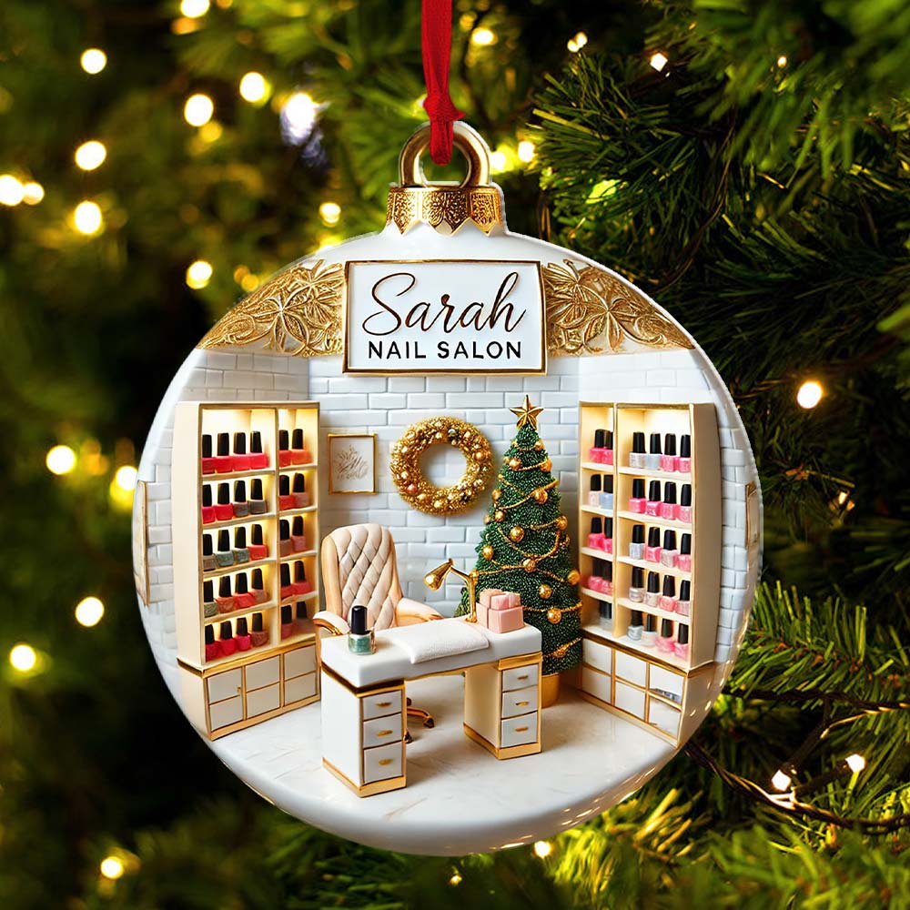 Blisscorners Custom Name Nail Salon Ornament, Nail Salon Christmas Decoration2D Flat LM2111