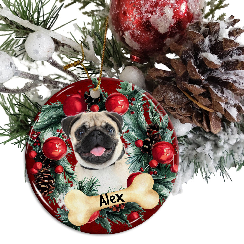 Blisscorners Xmas Pet Photo - Personalized Christmas Ceramic Ornament - Gift For Pet Lover2D Flat LM2111