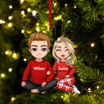 Blisscorners Christmas Couple - Custom Photo And Names, Personalized Acrylic Ornament - Gift For Christmas, Family Gift, Gift For Couple2D Flat LM2111