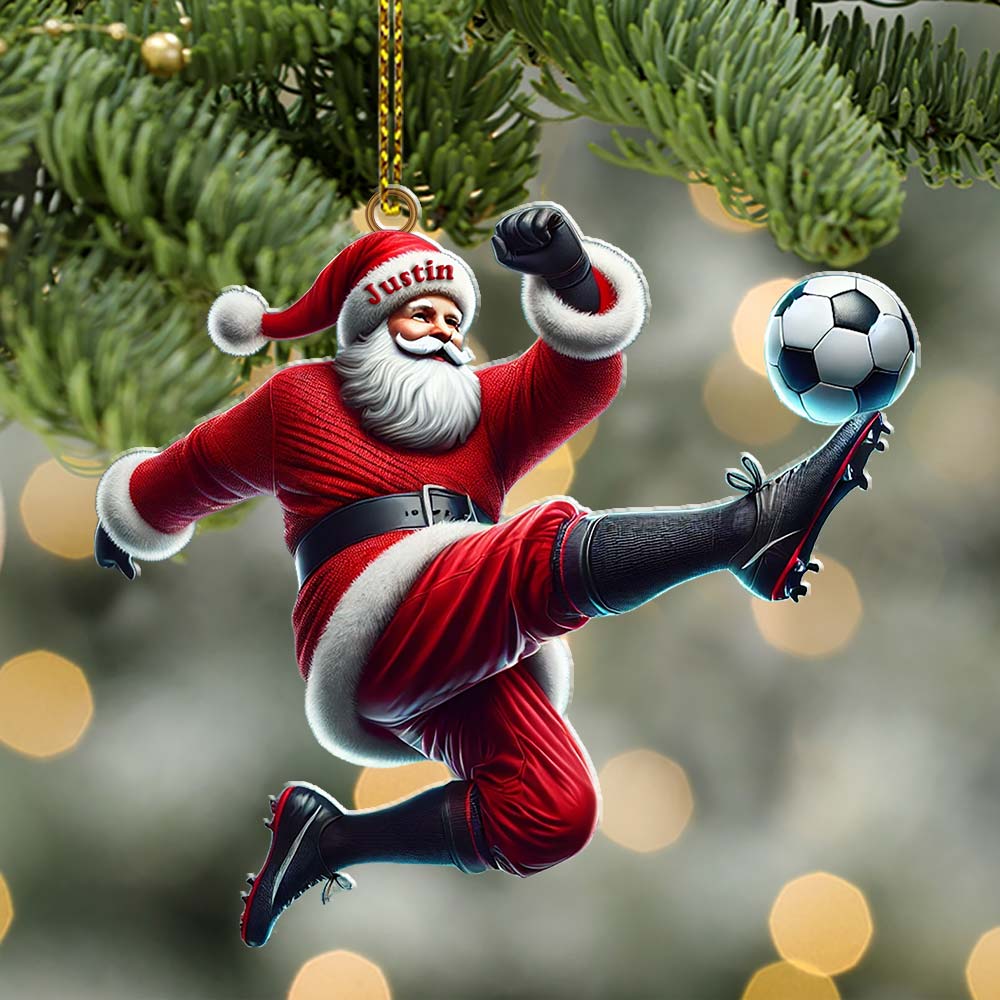 Blisscorners Custom Name Football Santa Ornament, Christmas Gift2D Flat LM2211