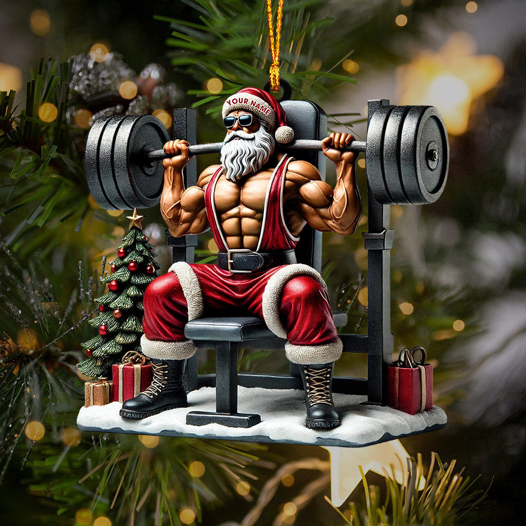 Blisscorners Santa Muscle Weightlifting Christmas Ornament, Personalized Ornament2D Flat LM2211