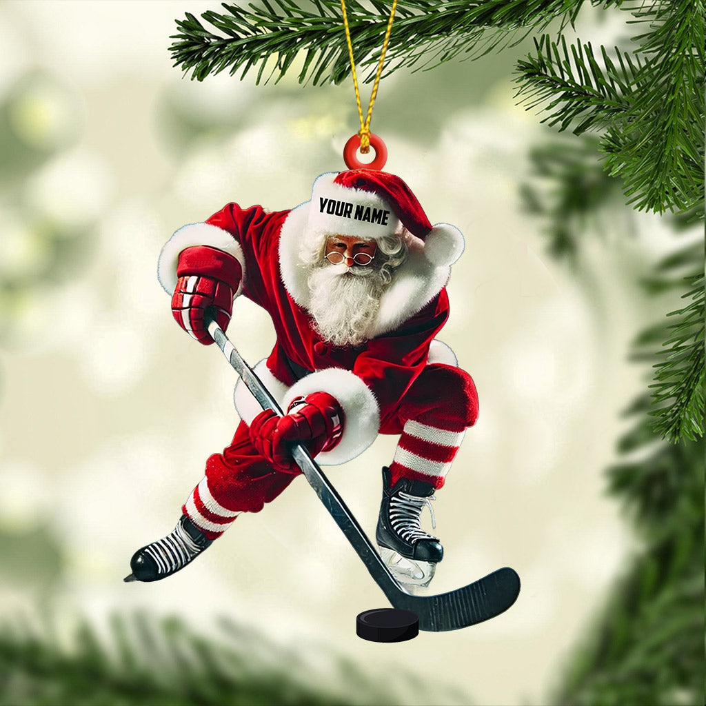 Blisscorners Hockey Santa Pose Christmas Ornament, Personalized Ornament2D Flat LM2211