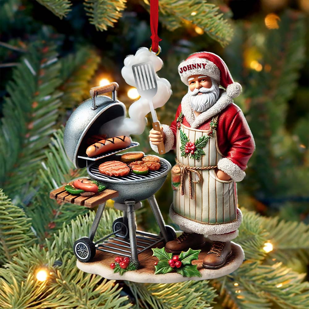 Blisscorners Custom Name Santa Grill Ornament, Christmas Gift2D Flat LM2211