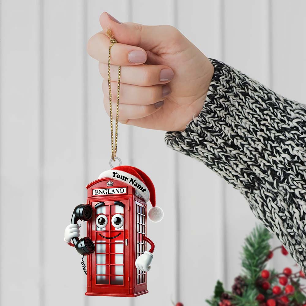Blisscorners England Red Telephone Box Christmas Ornament, Personalized Ornament2D Flat LM2211