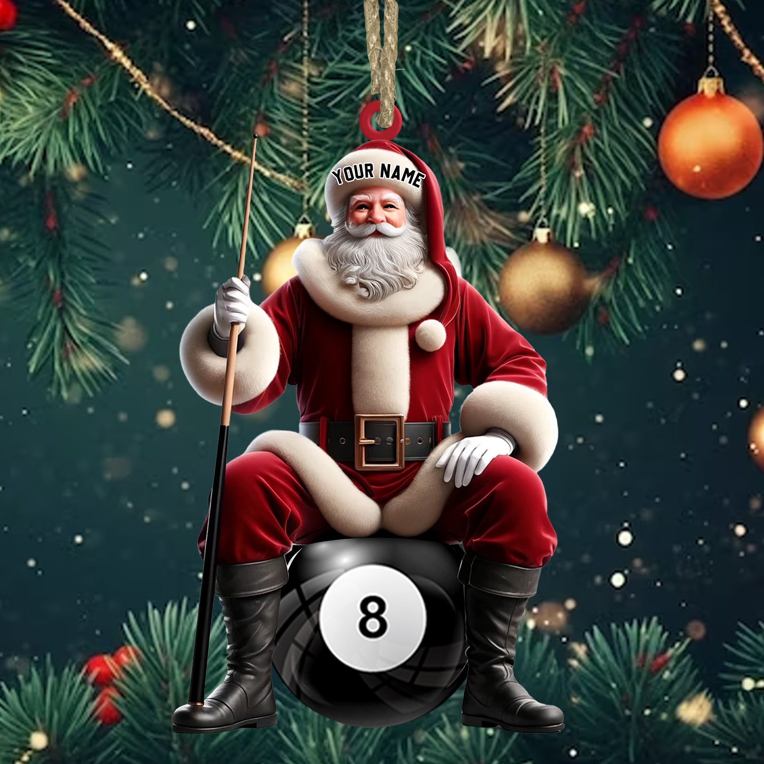 Blisscorners Billiard Santa Christmas Ornament, Personalized Ornament42D Flat LM2211