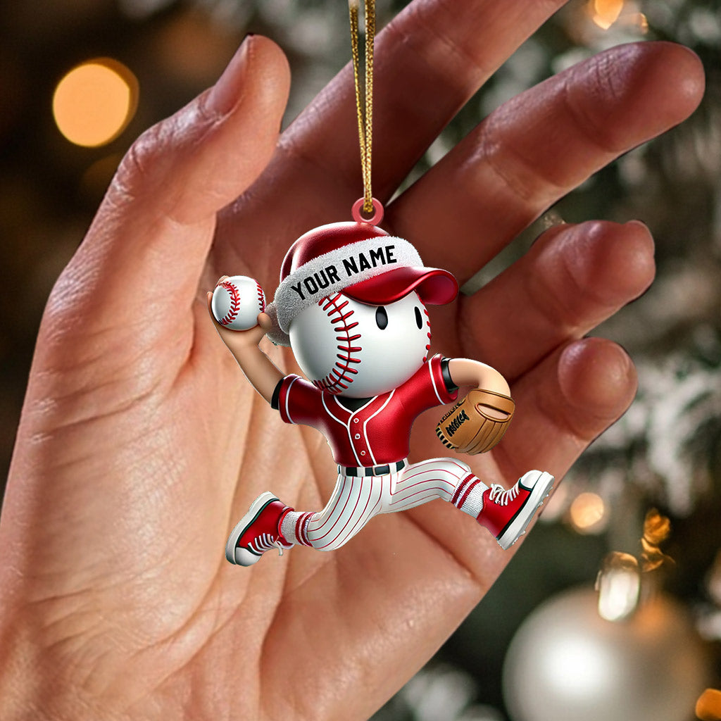 Blisscorners Baseball Player Christmas Ornament, Personalized Ornament2D Flat LM2211