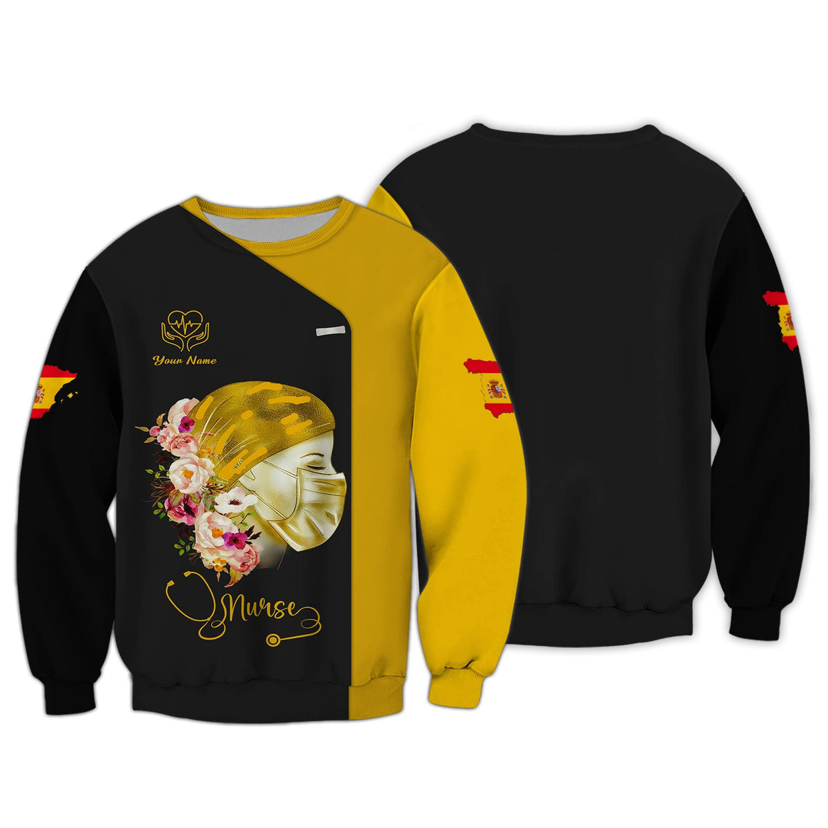 Blisscorners Personalized Nurse Shirt - Floral Compassion and Care