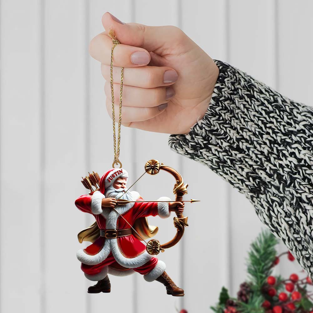 Blisscorners Custom Name Archery Santa Ornament, Christmas Gift2D Flat LM2211