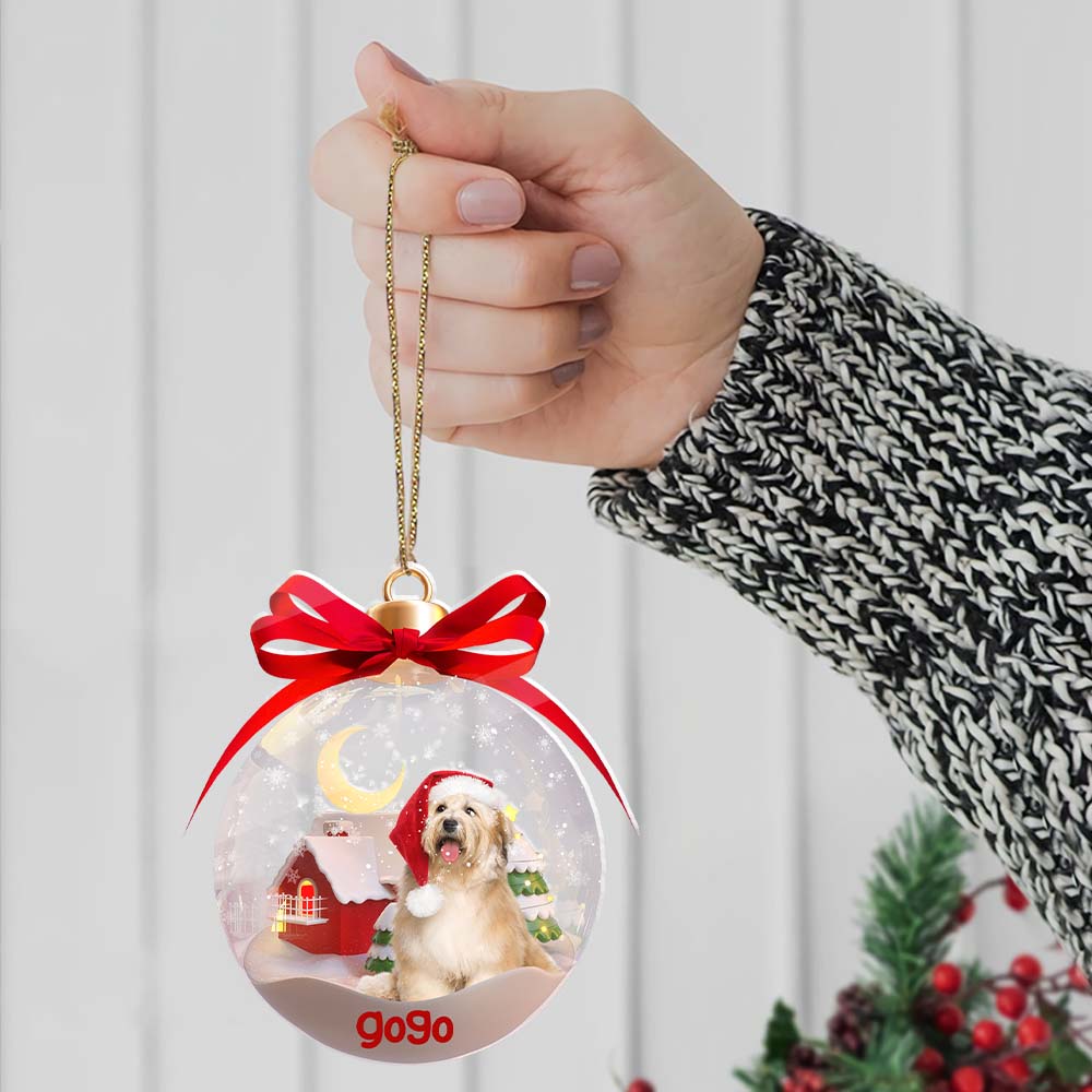 Blisscorners Christmas Pet In Ball - Custom Photo And Name, Personalized Acrylic Ornament - Gift For Christmas, Gift For Pet Lover2D Flat LM2111