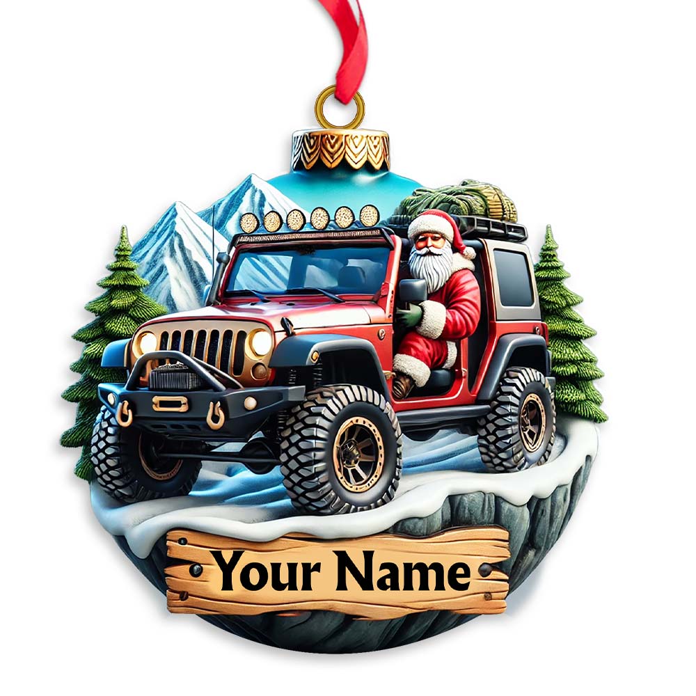 Blisscorners Custom Name Santa Ride Ornament, Santa Christmas Gift2D Flat LM2111