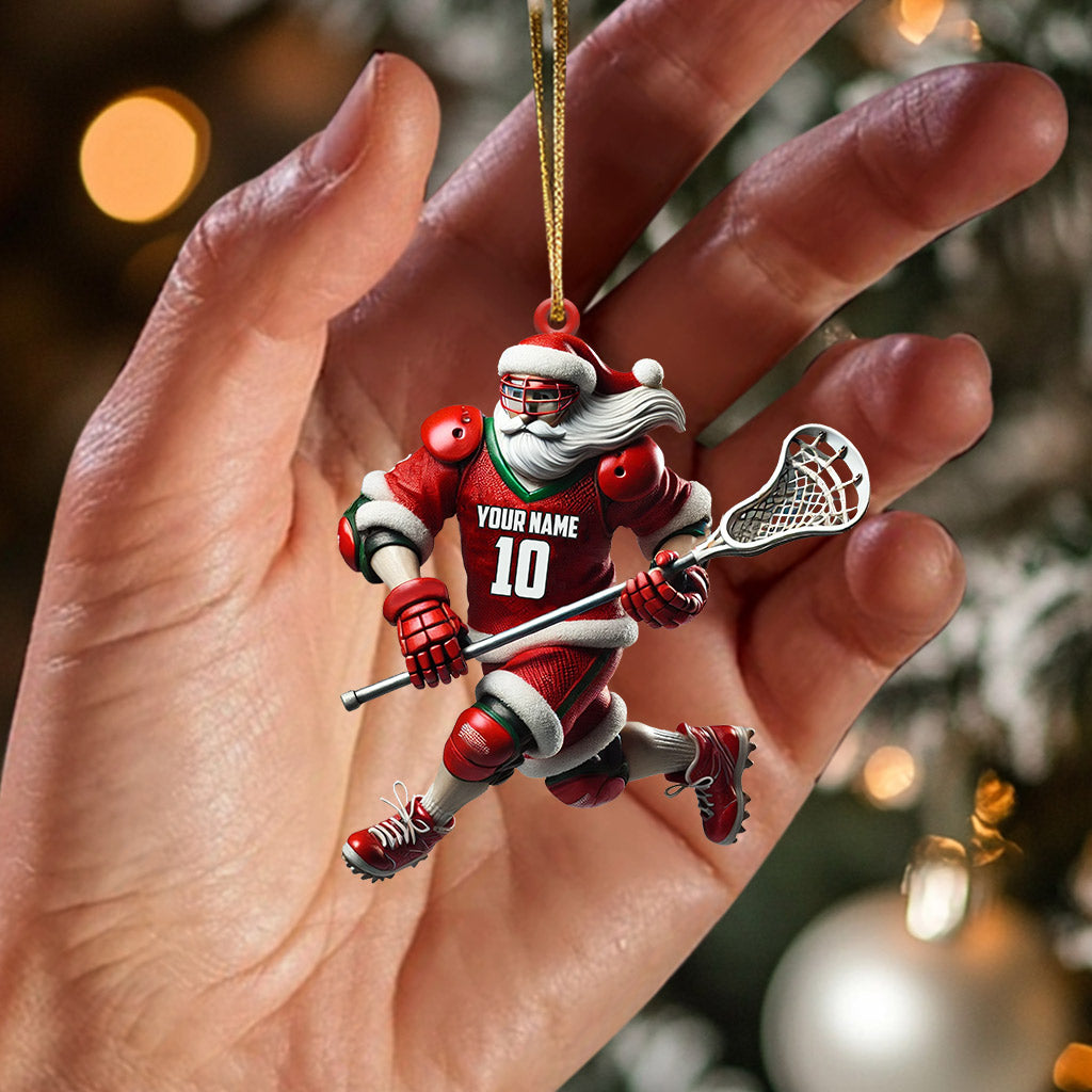 Blisscorners Santa Lacrosse Christmas Ornament, Personalized Ornament2D Flat LM2211