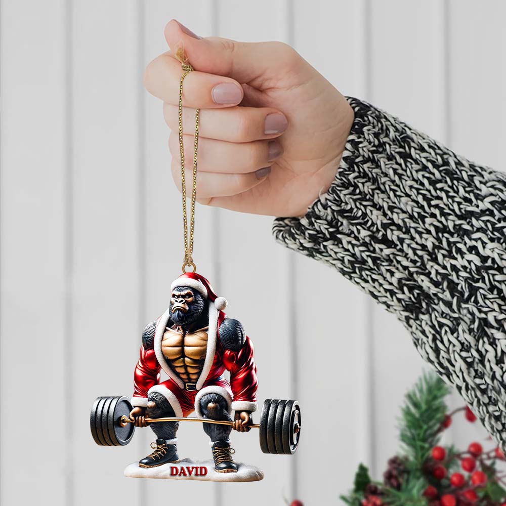 Blisscorners King Kong Weight Lifting Christmas Ornament, Personalized Ornament2D Flat LM2211